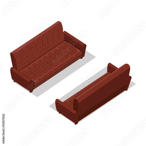 Leather Sofa Illustration in Isometric Projection