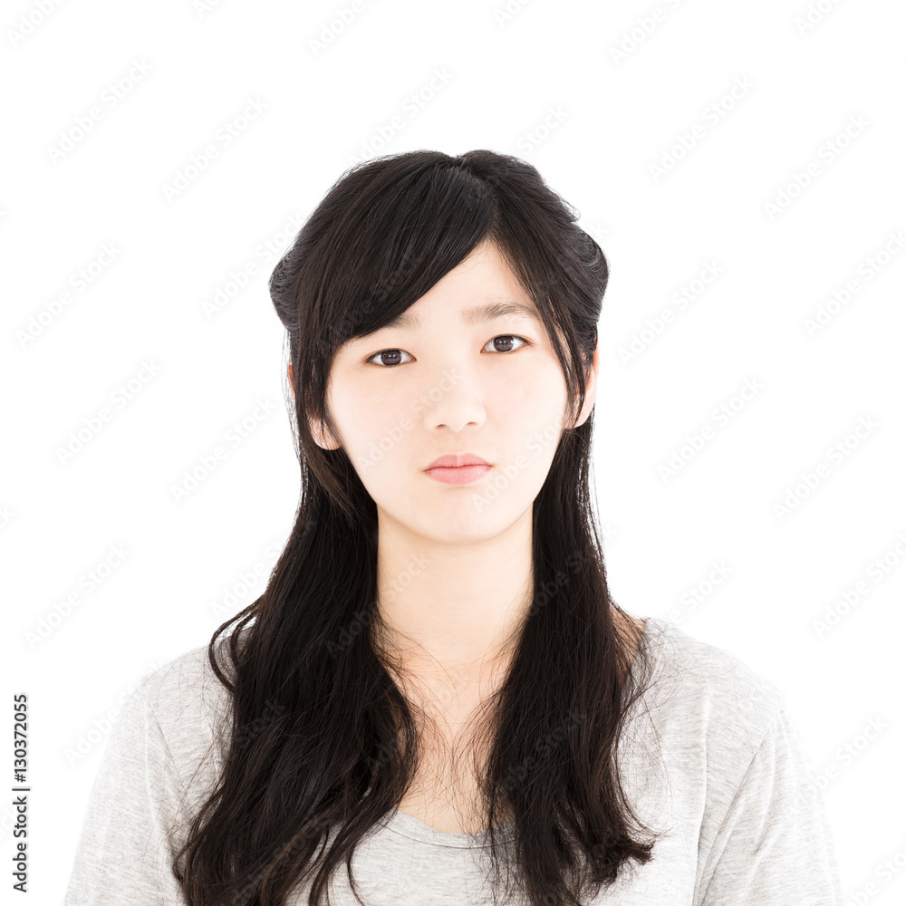 closeup asian young woman face portrait closeup asian young woman face portrait