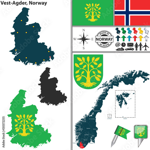 Map of Vest Agder, Norway photo