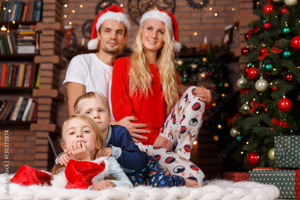 Couple with children at Christmas Couple with children at Christmas