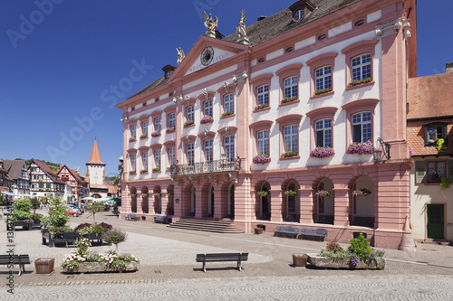 Town Hall on the market square, Obertorturm tower, Gengenbach, Kinzigtal Valley, Black Forest, Baden Wurttemberg, Germany photo