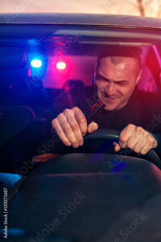 Drunk driver in car chased by police