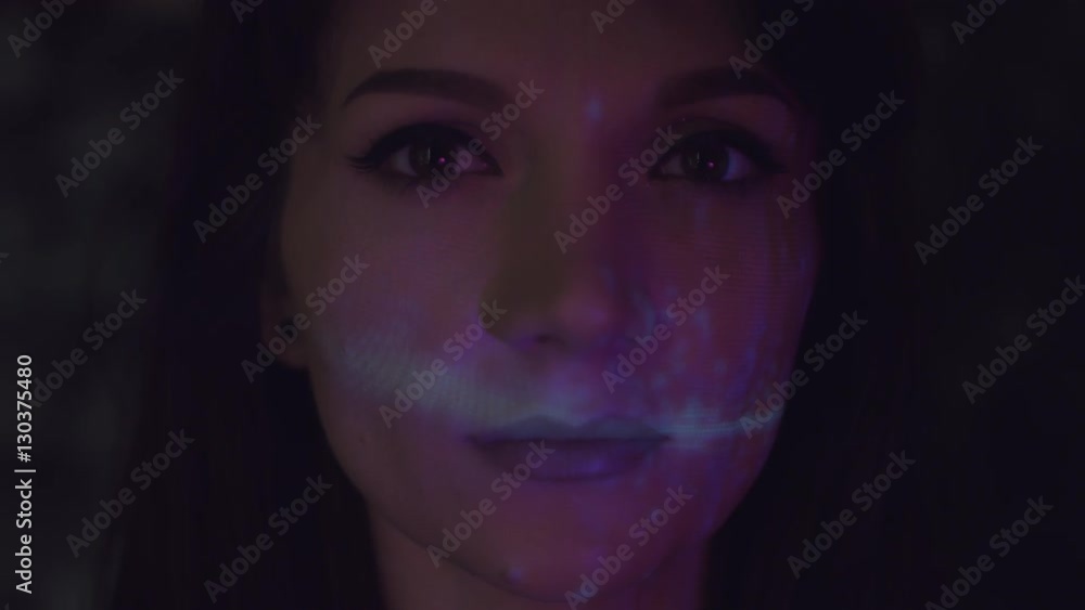 4k Abstract Shot of a Woman Face with Projector Reflection of Shooting Stars 4k Abstract Shot of a Woman Face with Projector Reflection of Shooting Stars