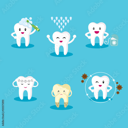 set icon teeth. Protection of the oral cavity. Healthy teeth. The fight against tooth decay.