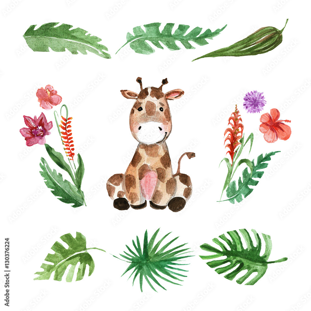 Naklejka premium Cute baby giraffe Animal for kindergarten, nursery, children clothing, pattern