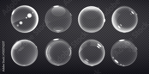 transparent balls. Buble on a transparent background. Vector illustration of soap bubbles on transparent background. photo