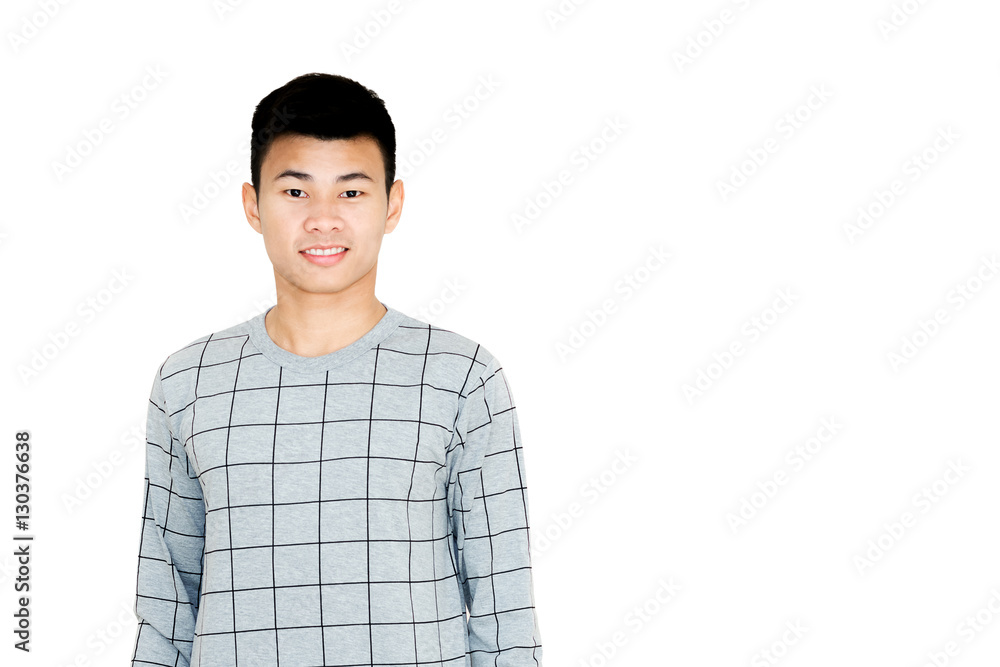 Portrait of a young handsome asian man. Isolated on white backgr Portrait of a young handsome asian man. Isolated on white backgr