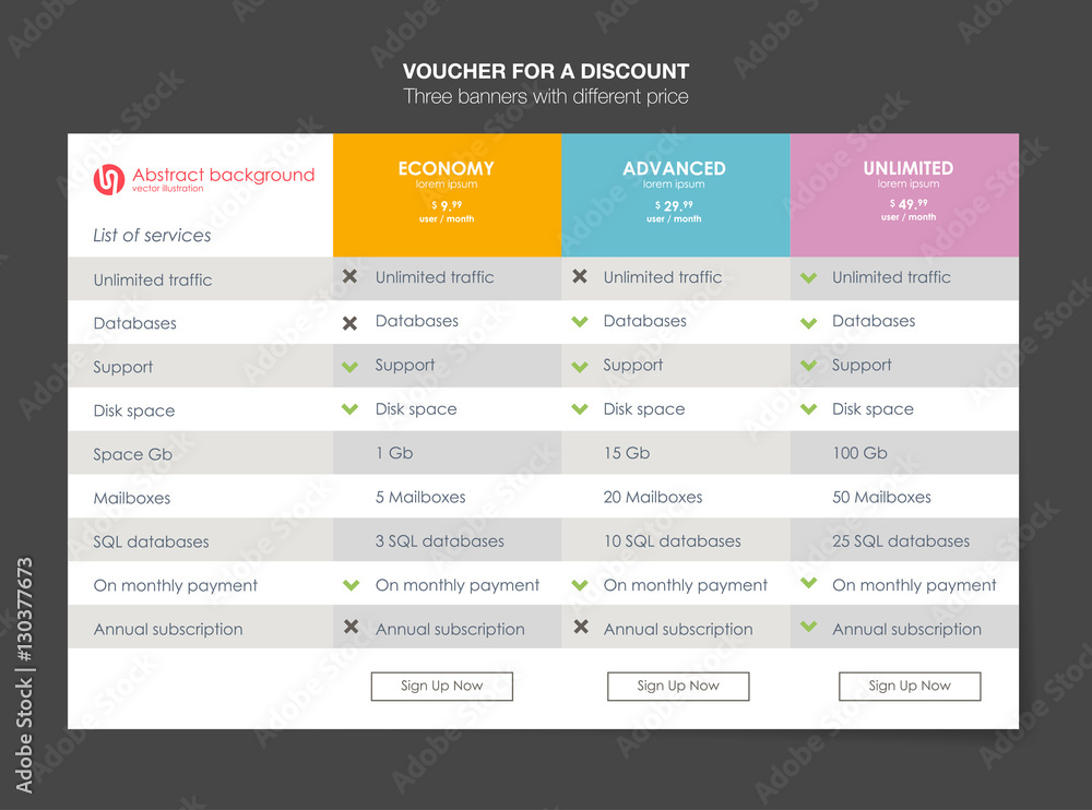 Three tariffs. interface for the site. ui ux vector banner for web app. Pricing Table Template with Three Plan Type. Pricing table, banner, button, list and bullet with plan for website in flat design Three tariffs. interface for the site. ui ux vector banner for web app. Pricing Table Template with Three Plan Type. Pricing table, banner, button, list and bullet with plan for website in flat design