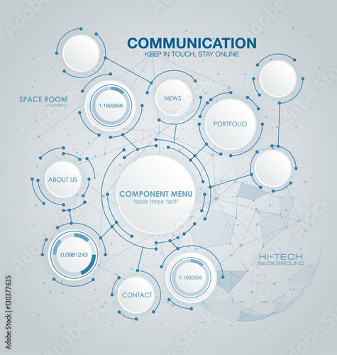 Abstract molecules circle and blank space for your content, infographic template, communication, business, network and web design. Vector illustration social media technology concept