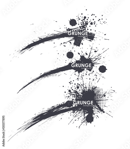 Set of hand drawn grunge brush smears. dark color. set of abstract realistic smears of black ink. Grunge Edges Vector Set . Design Elements . Grunge Borders , Dividers or Brush Strokes .