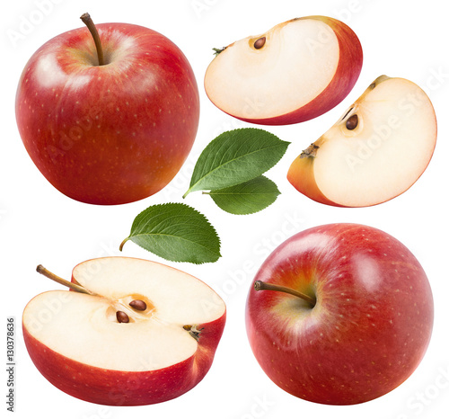 Fotografie, Obraz Red apple set 2 isolated on white background