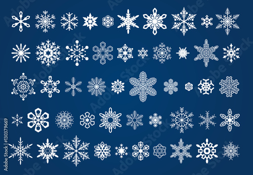 50 different vector snowflakes icons set photo