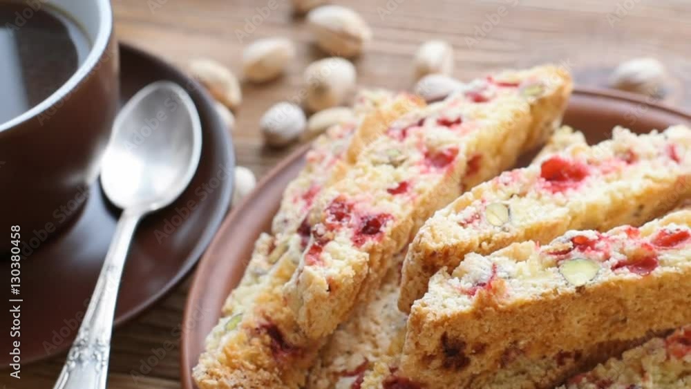 Biscotti with pistachios and cranberries. Biscotti with pistachios and cranberries.