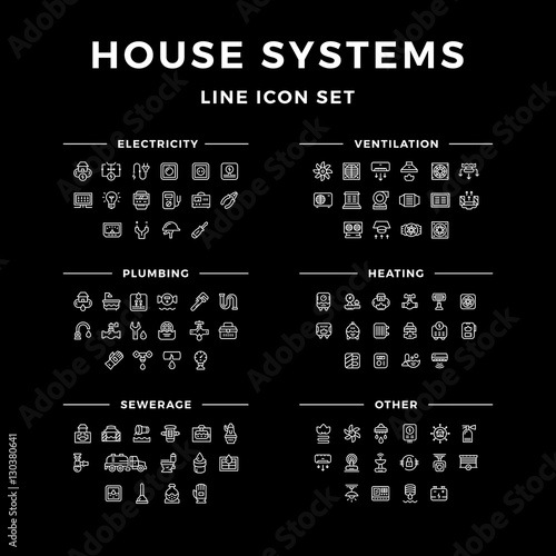 Set line icons of house systems