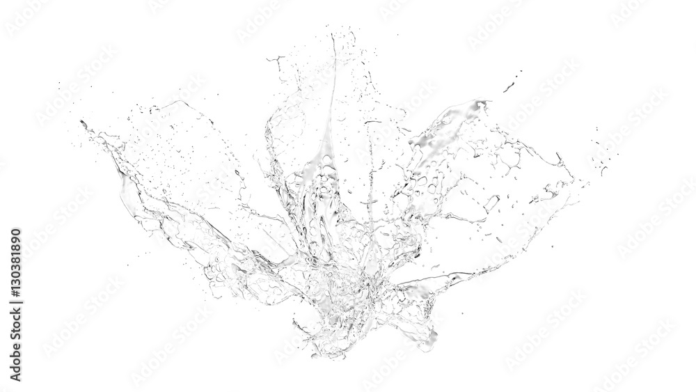 Isolated transparent splash of water splashing on a white backgr - obrazy, fototapety, plakaty 