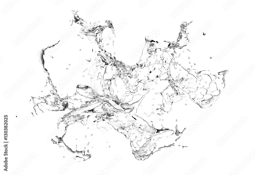 Isolated transparent splash of water splashing on a white backgr Isolated transparent splash of water splashing on a white backgr