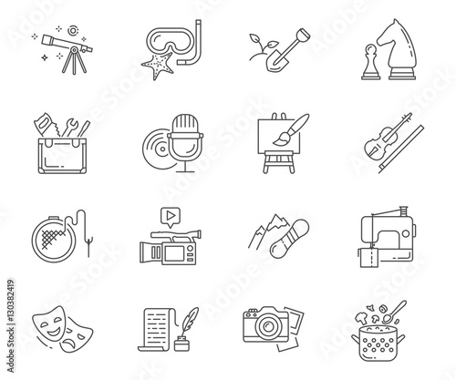 Hobbies set of vector icons