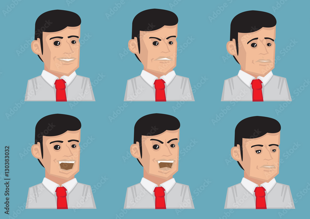 Men Facial Expressions Vector Illustration Stock Vector Adobe Stock