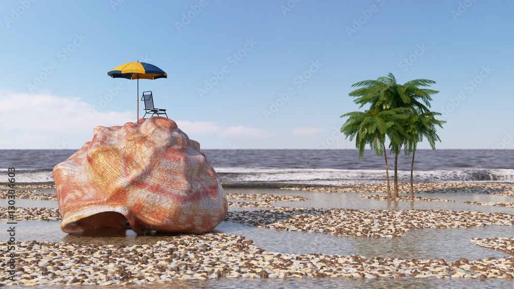 relaxing vacation concept background with seashell,umbrella and beach accessories
3d illustration relaxing vacation concept background with seashell,umbrella and beach accessories
3d illustration