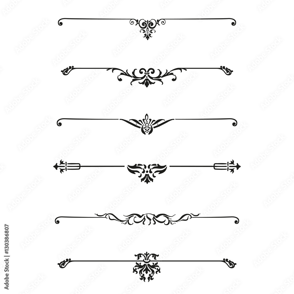 Vector set of calligraphic design elements and page decor
