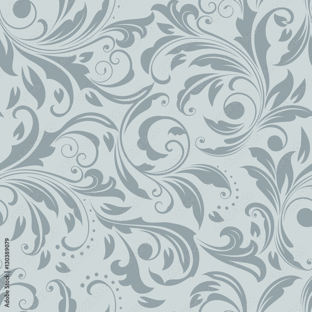 Seamless grey and white floral vector pattern. Seamless grey and white floral vector pattern.