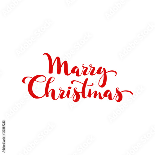 Merry Christmas calligraphic lettering inscription red color  el