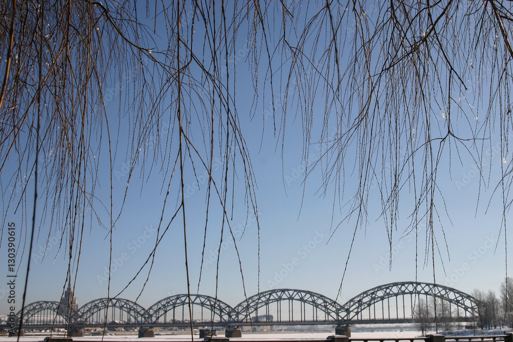 Fototapeta premium A city landscape in a winter