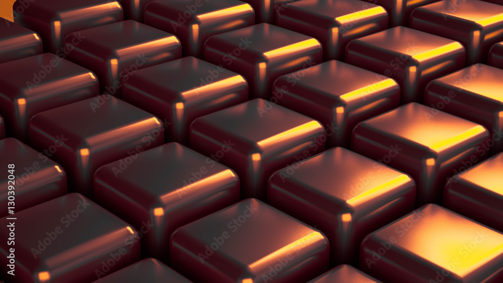 Abstract background with red and golden cubes, 3d illustration, Abstract background with red and golden cubes, 3d illustration,
