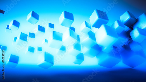 Azure abstract background with cubes, 3d illustration, 3d render