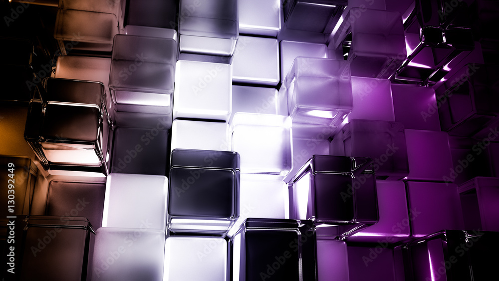 Colorful abstract background with cubes of purple and brown plas Stock ...