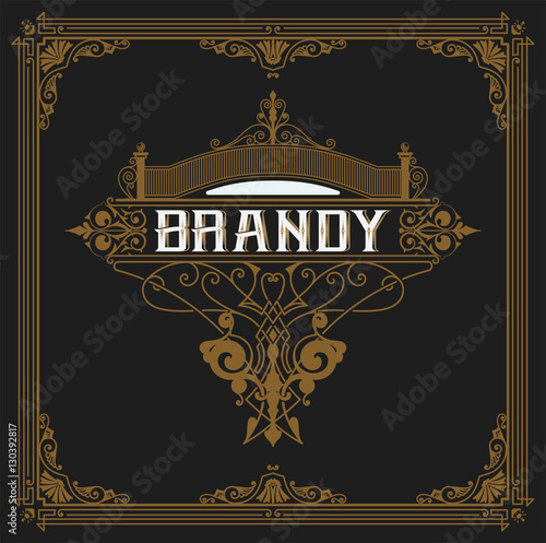 Old  label design for Brandy and Wine label, Restaurant banner,