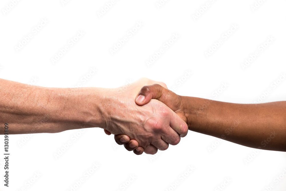 Close up view of a black / african woman and a white / caucasian Close up view of a black / african woman and a white / caucasian