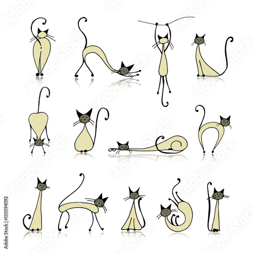 Siamese cats collection, sketch for your design