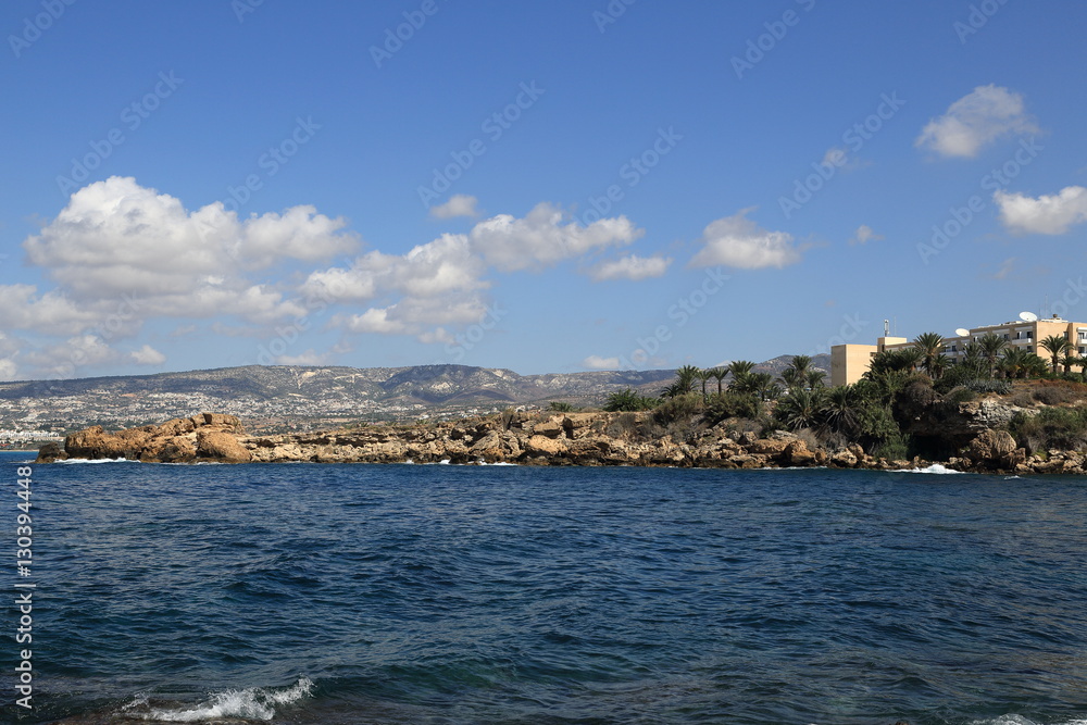 the coast of the Mediterranean sea in Sunny summer day