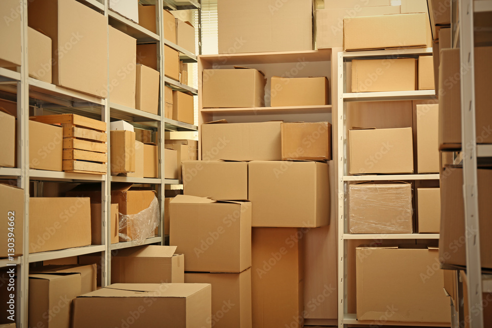 Modern warehouse full of cardboard boxes Modern warehouse full of cardboard boxes