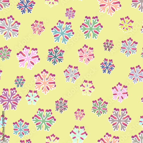 Colorful snowflakes seamless pattern