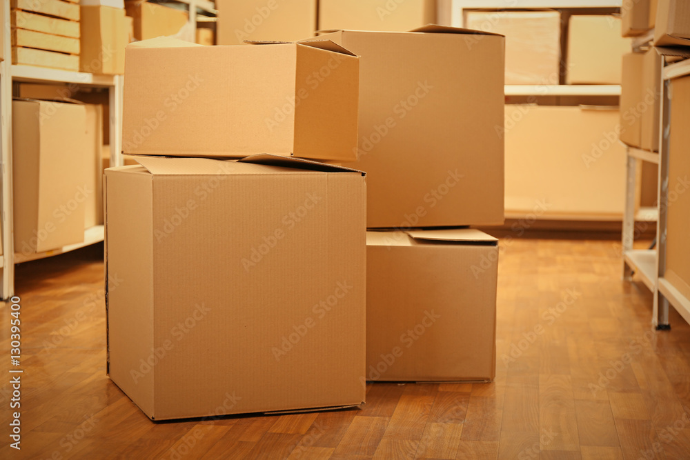 Modern warehouse full of cardboard boxes Modern warehouse full of cardboard boxes
