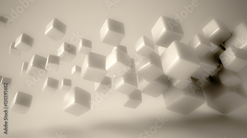 White  glowing  light 3d background with geometrical shapes.