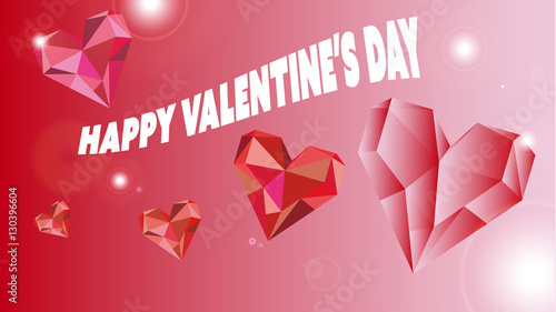 Happy Valentine's card. Hearts with geometric triangles.