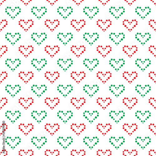 Seamless Christmas Valentines Day heart pattern. Seam free vector background.  photo