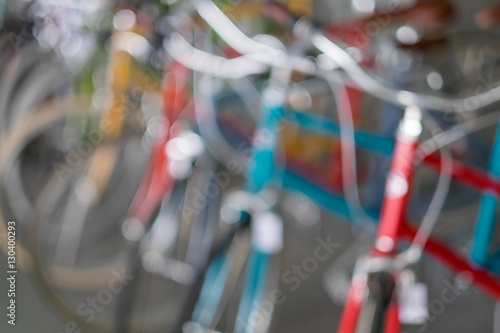 Blurred background of bicycle.