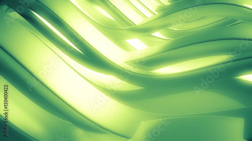 green beautiful colorful 3d background with smooth lines and wav