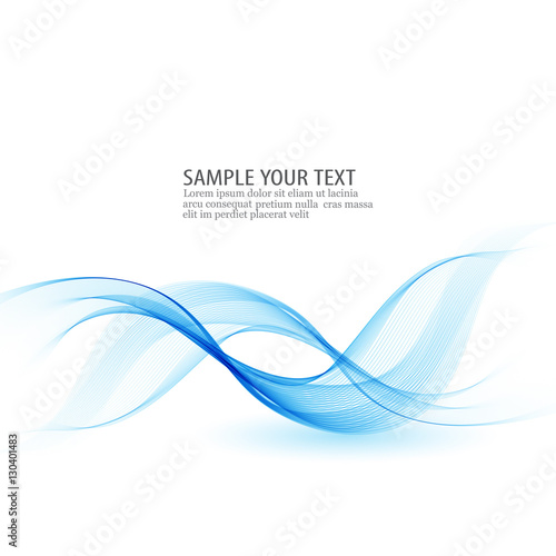 Abstract vector background, blue transparent waved lines