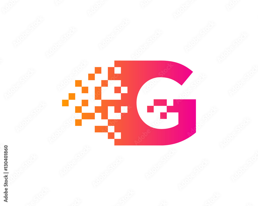 Letter G Digital Pixel Logo Design Template Element Letter G Digital Pixel Logo Design Template Element