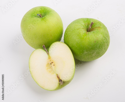 Green apple fruits and  isolated on white background