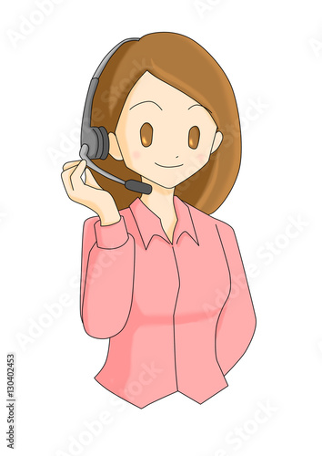 コールセンター　女性　イラスト　素材