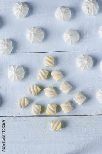 Christmas composition from meringue and marshmallow