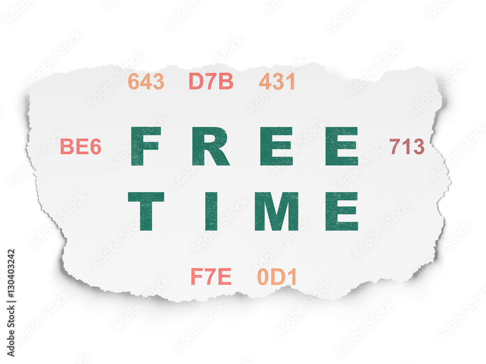 Time concept: Free Time on Torn Paper background