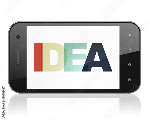 Advertising concept: Smartphone with Idea on display