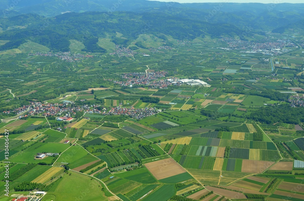 aerial view of the town of Renchen  in the Renchtal region of  Baden Germany 